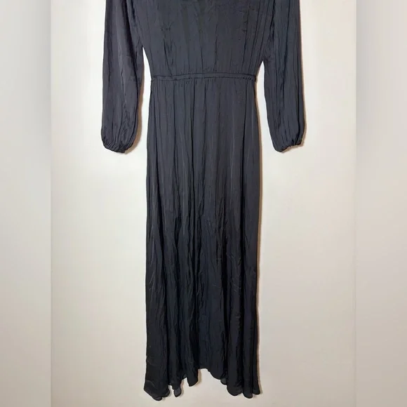 Zadig & Voltaire Black Long Wrap Maxi Evening Long Sleeve Satin Dress Size SM - Picture 8 of 9